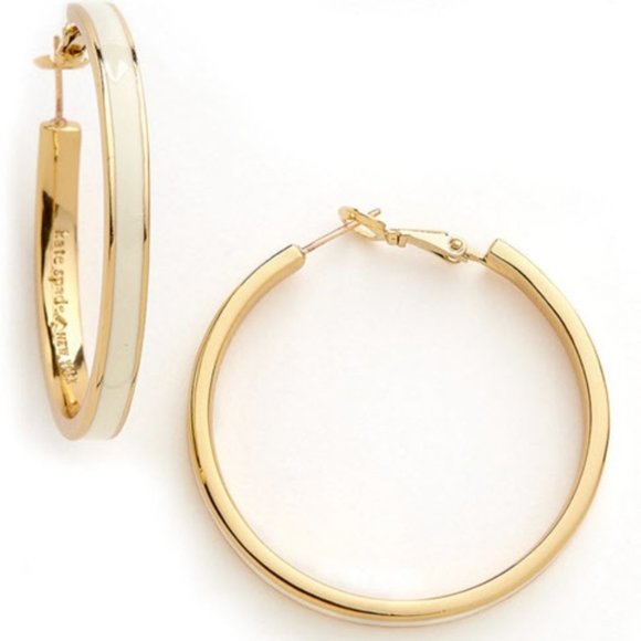 Kate Spade Cream and Gold Hoop Earrings
